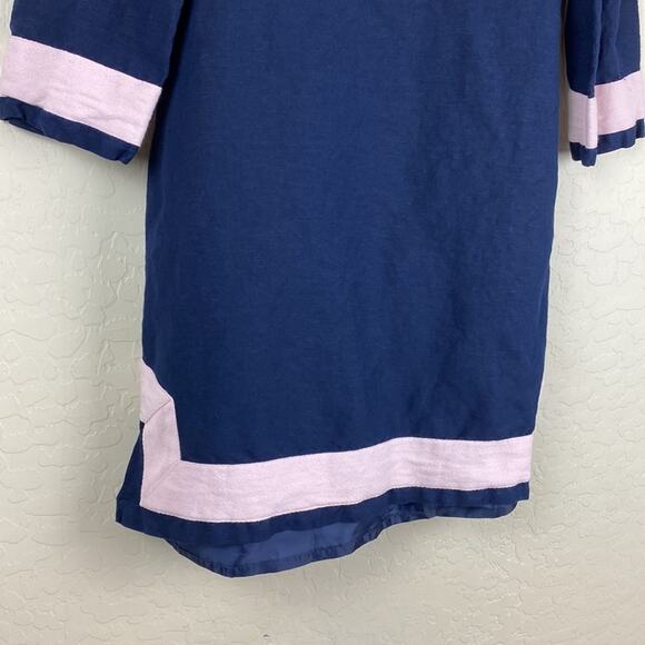 Eliza J Linen Blend Tunic Dress Navy Pink Women Sz 0 Preppy Classic Contemporary - Picture 4 of 9